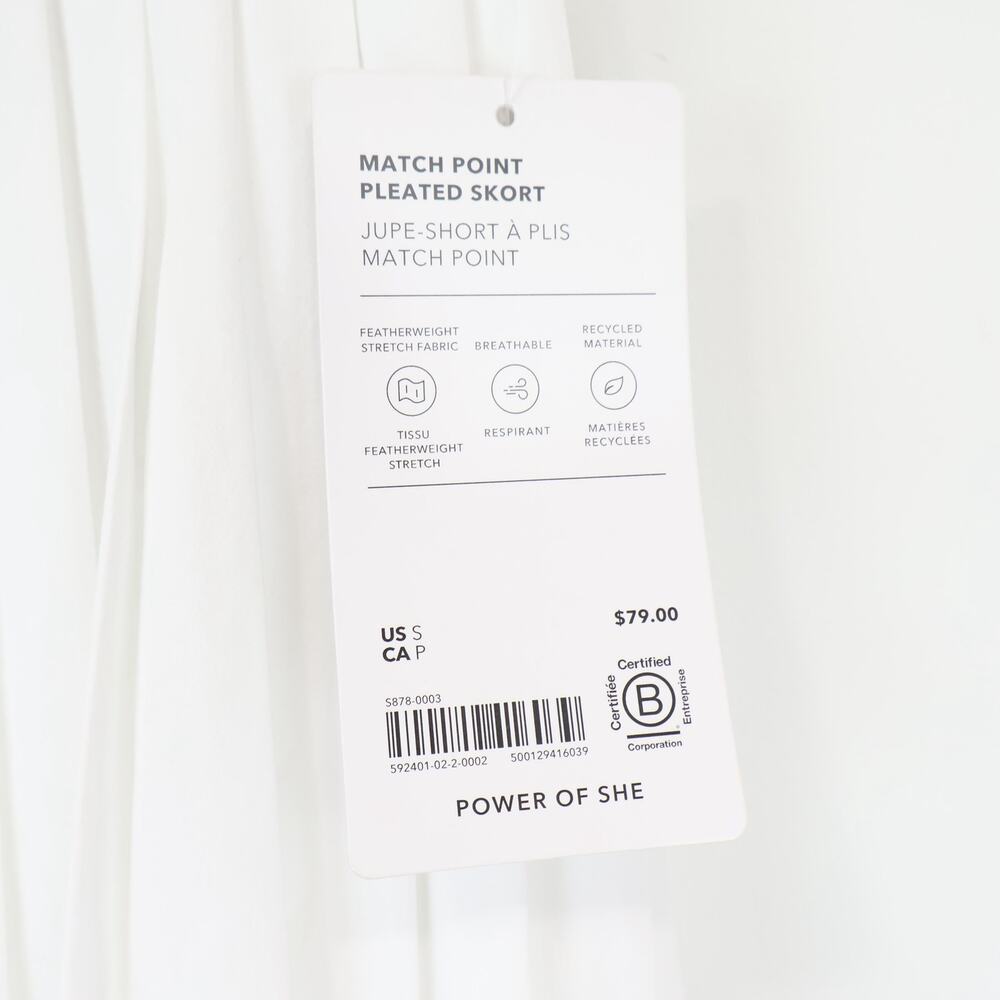 Athleta Match Point Pleated Skort White Size Small NWT Golf Pickleball Tennis - Picture 5 of 8